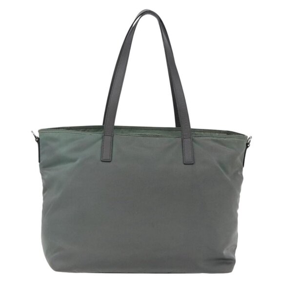 PRADA Tote Bag Nylon Khaki Silver Auth 146817 - Picture 3 of 16